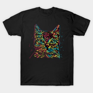 Colorful cat head illustration T-Shirt